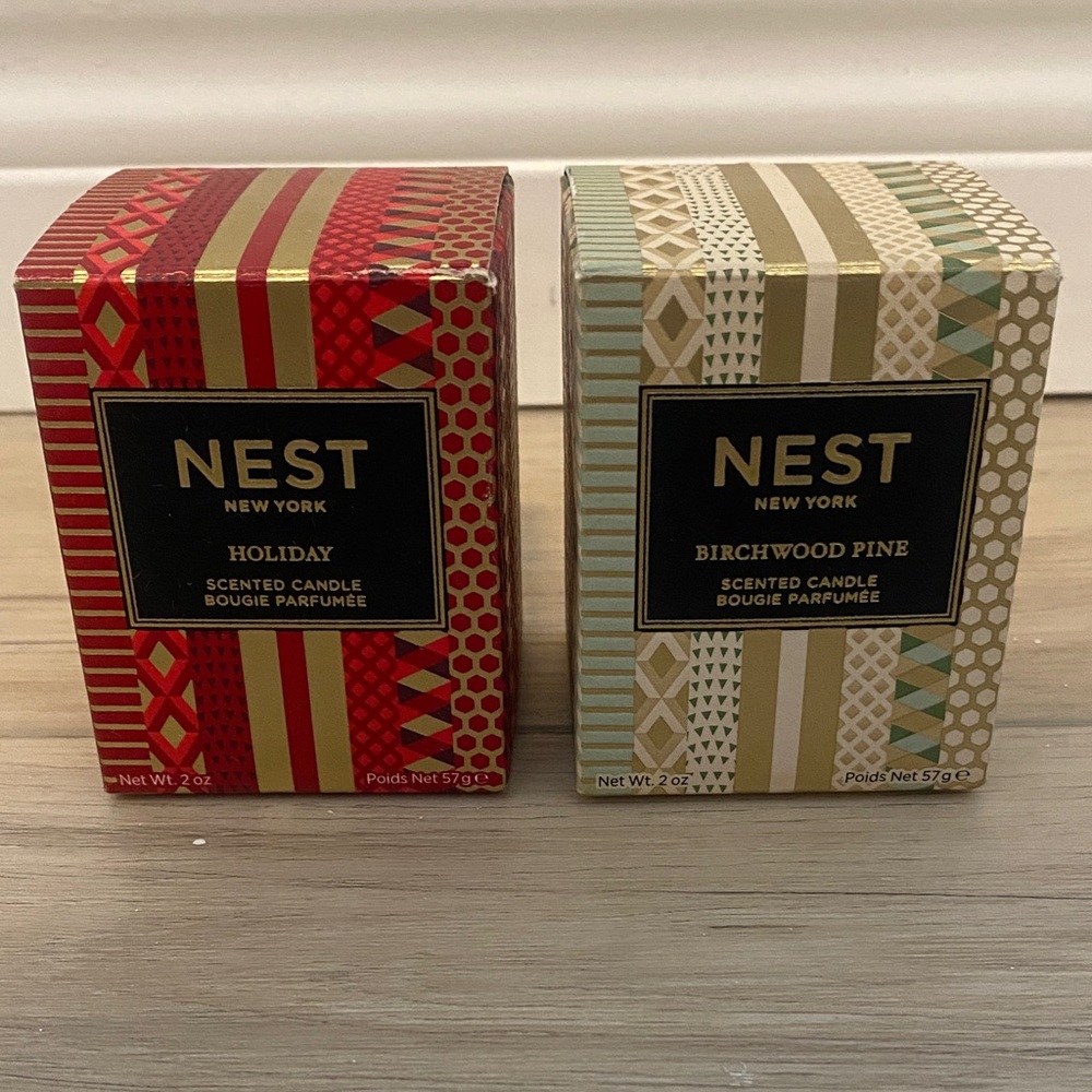 NEST New York Scented Candle 2oz Set: Holiday & Birchwood Pine